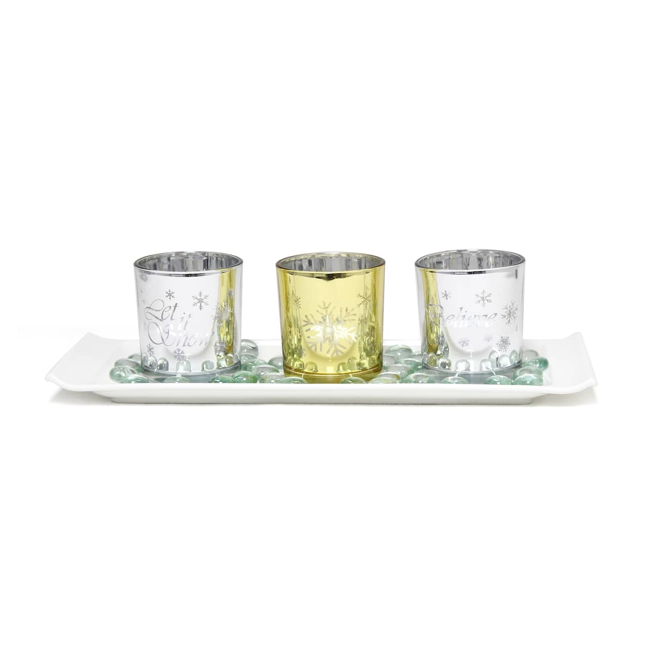 Elegant Designs&#x2122; Silver and Gold Winter Wonderland Candle Set